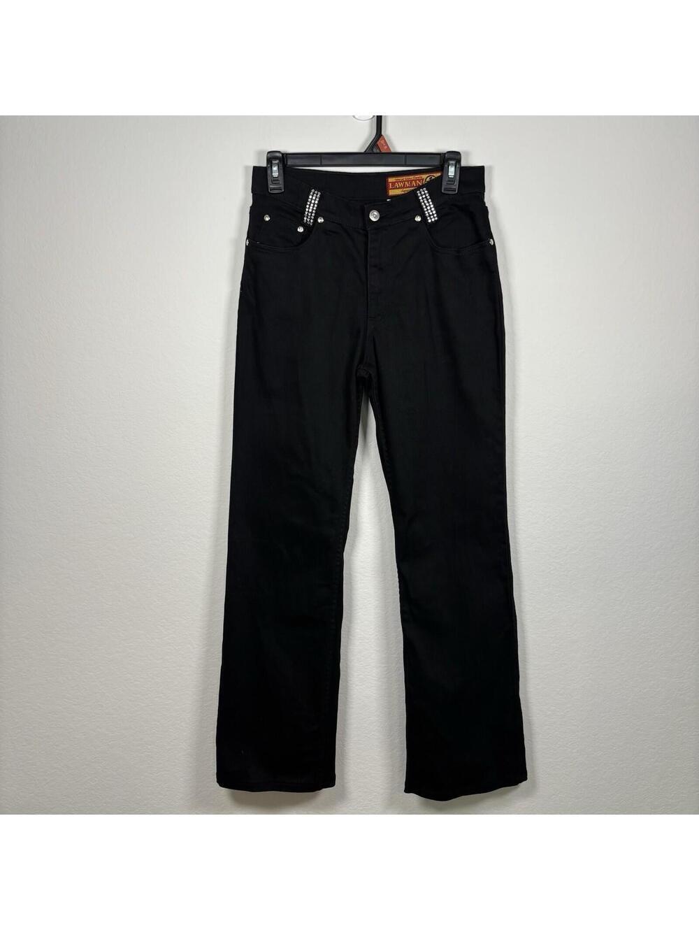 Vintage Lawman Jeans Women's 5 High Rise Black Bedazzled Mom Denim Western Rodeo